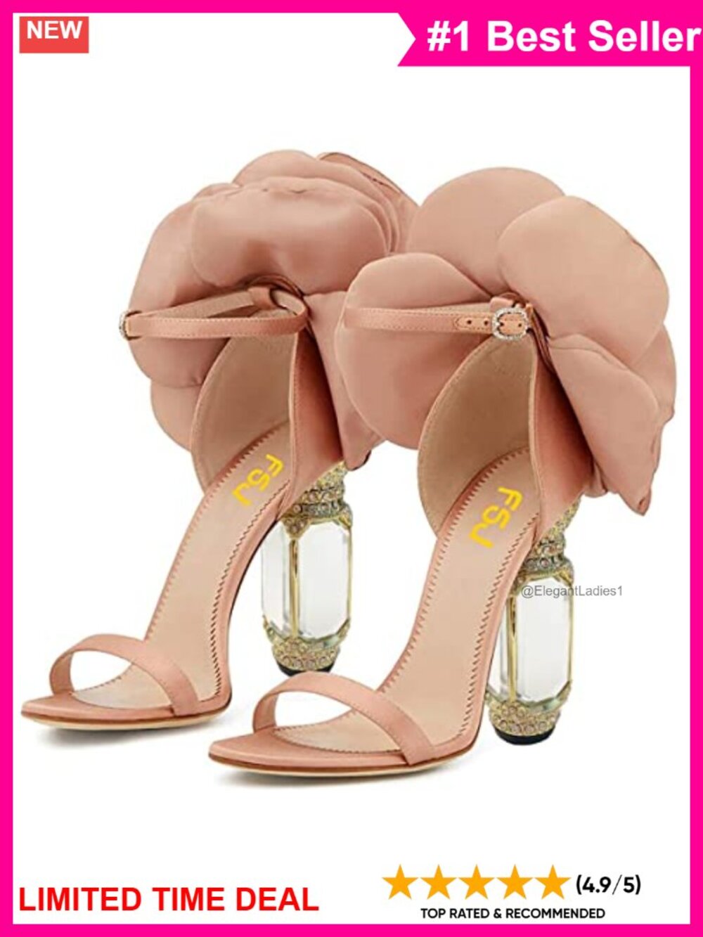 FSJ Women Open Toe Chunky Block High Heel Sandals Ankle Strap Faux Leather